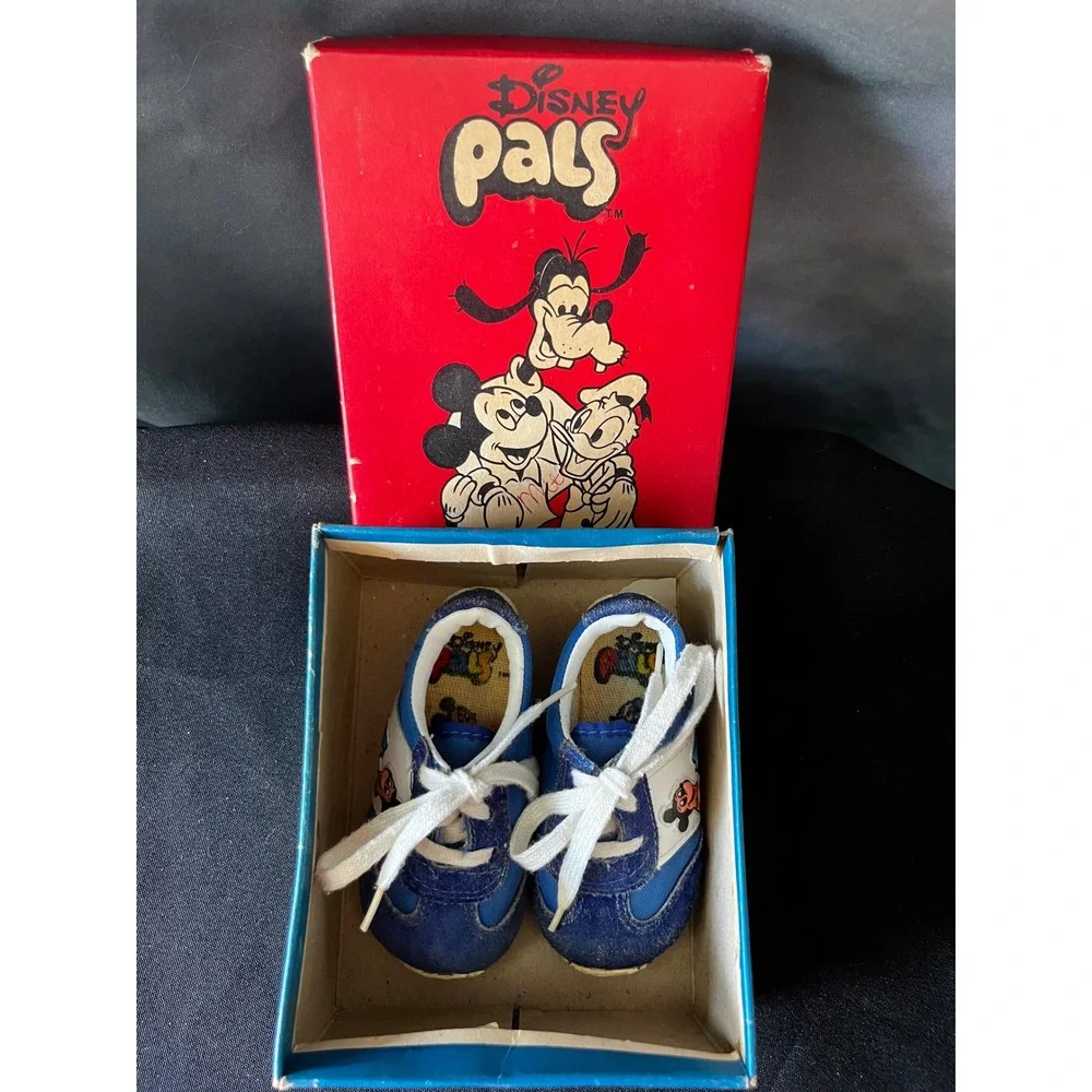 Vintage Disney Pals Baby Shoes Toddler Sneakers Cartoon Mickey Goofy‎